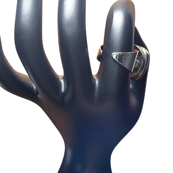 NWT Green Stone Square Snap Ring with Silver Plated Snap Bezel - Picture 9 of 14